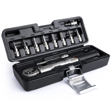 Bike Torque Wrench Set 1/4" Drive Click- 2-24 Nm Bicycle Maintenance Tool Kit for Road / Mountain Bikes - Torque Wrench Allen Key & Torx Sockets & Storage Box